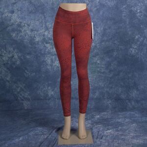 NWT Lululemon Wunder Train HR Tight 25” Pant Red-Orange Crackle on Black Sz 4